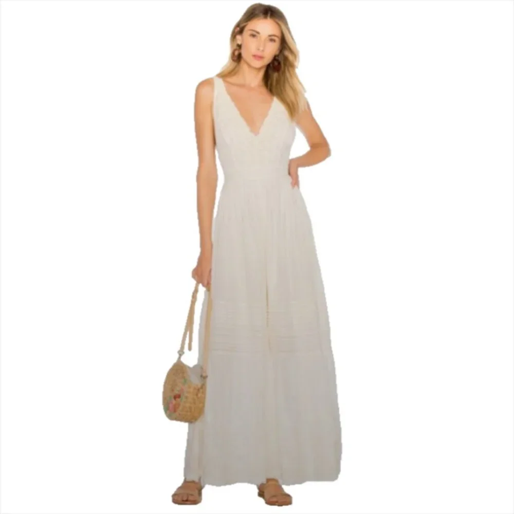 Free People Paloma Wide Leg Jumpsuit Creamy Combo